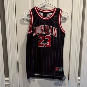 Michael Jordan Black and Red Pinstripe Jersey